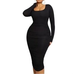 NWT SHAPELLX Shaper Dress Ruched Bodycon Long Sleeve Built-in Bra Small